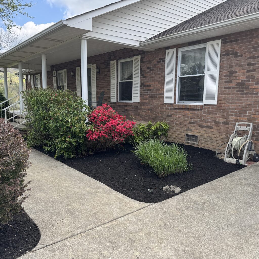 brown mulch in landscape bed